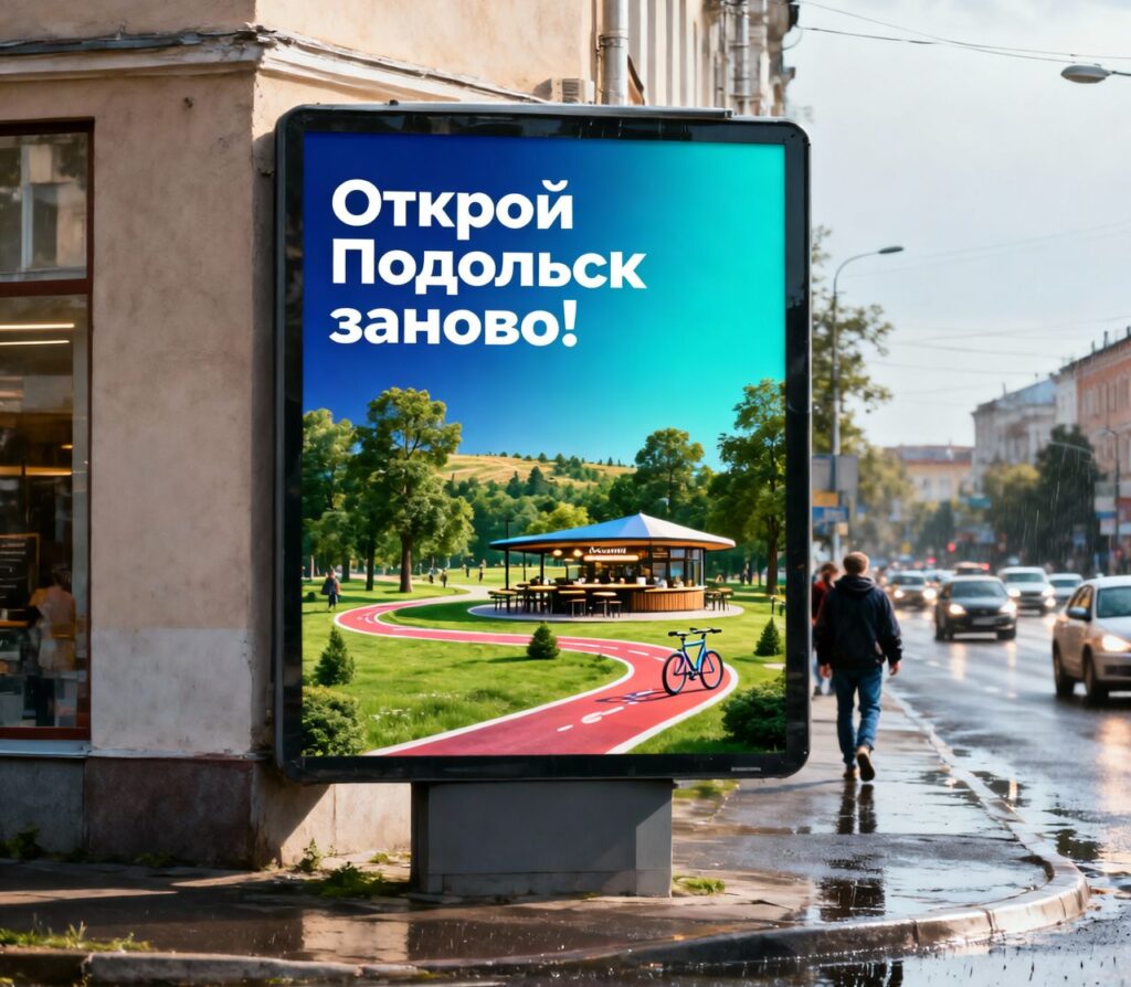 рекламный щит в Подольске на улице в центре