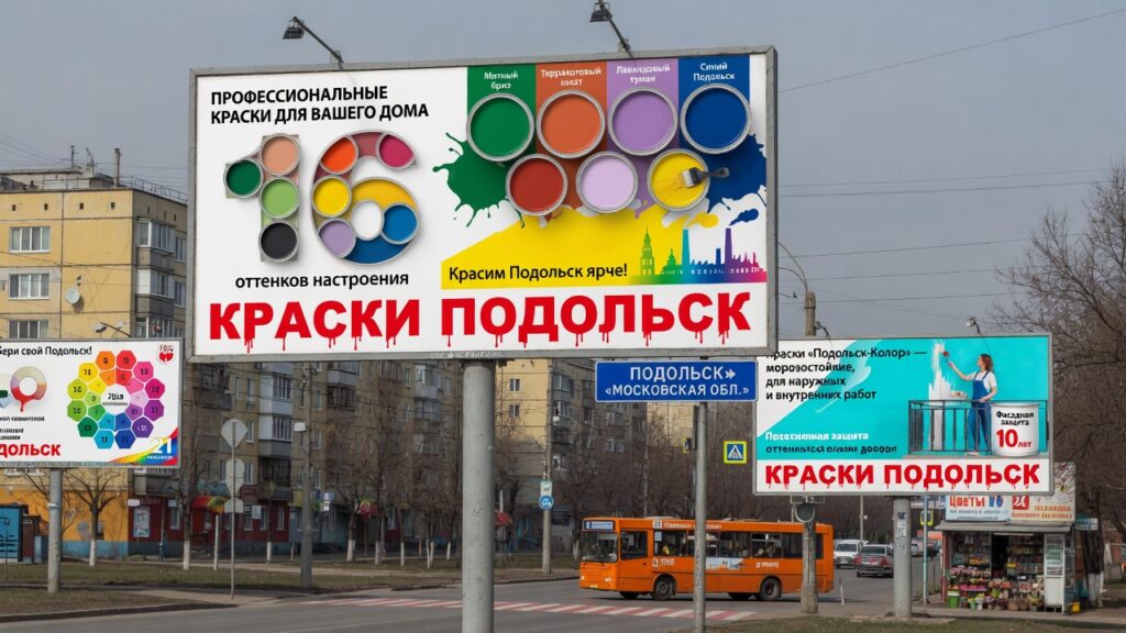 рекламный щит с рекламой красок в подольске